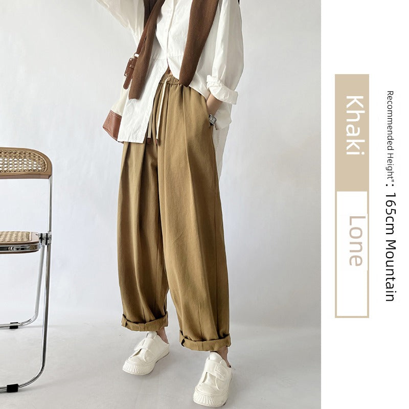 Khaki Lantern Japanese High Waist Casual Overalls