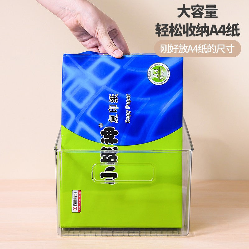 Xitianlong Japanese-style minimalist transparent storage box multifunctional desktop storage box book mask storage 1 pack large