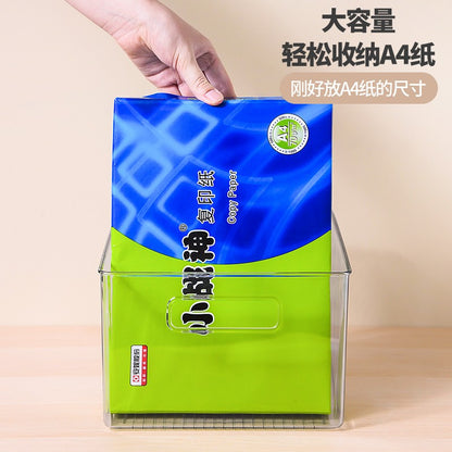 Xitianlong Japanese-style minimalist transparent storage box multifunctional desktop storage box book mask storage 1 pack large