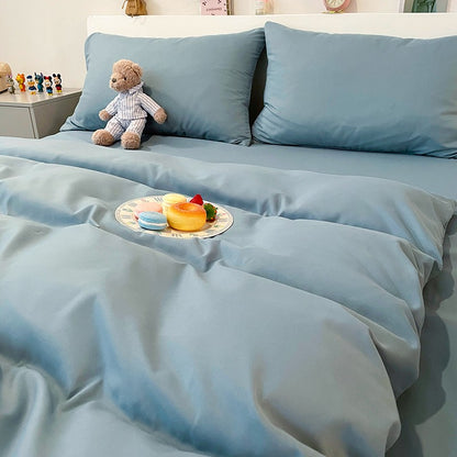 bedding set Nanjiren NanJiren thickened brushed four-piece double set bedding solid color simple quilt cover sheet pillowcase home textile 1.5m bed