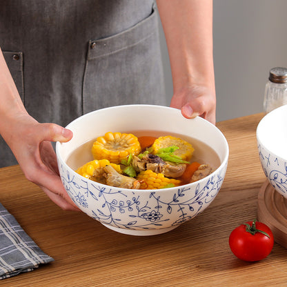 Chuanqi underglaze color Japanese ceramic large bowl 8 inches 2 soup bowls large soup basin noodle bowl rice bowl ceramic tableware hook vine flower