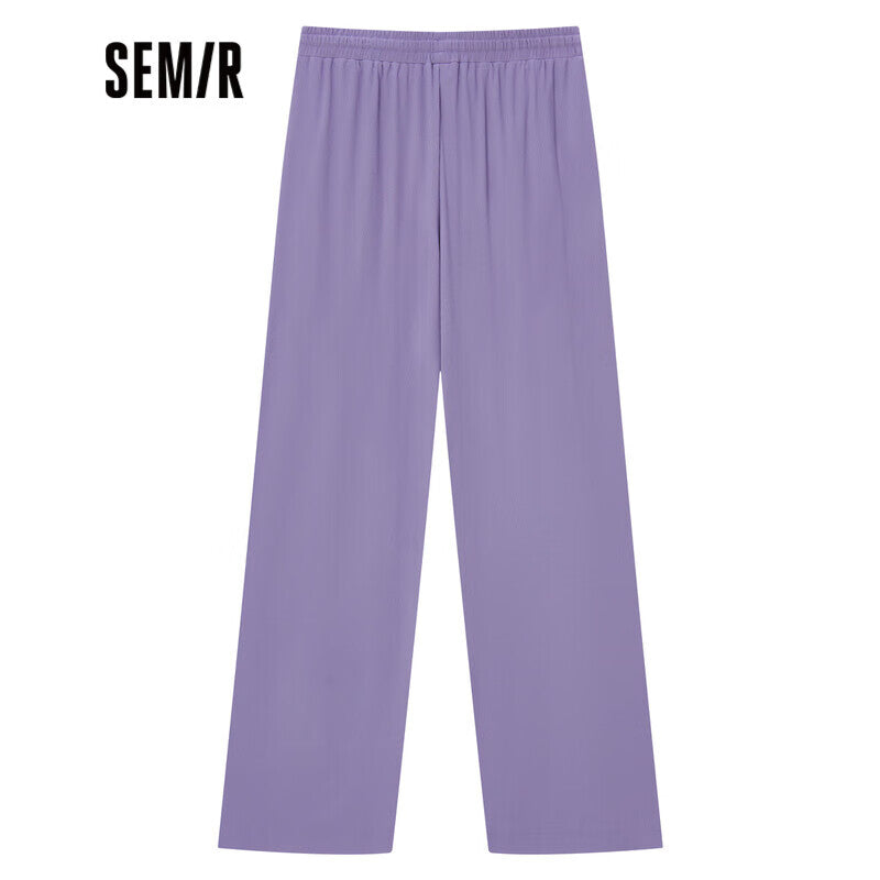 Semir Semir Casual Pants Women's Black Technology Cool Wide-leg Pants 2022 Summer Slim and Leg-Long Mopping Pants Japanese 109322127043 Pink Purple L
