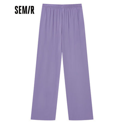 Semir Semir Casual Pants Women's Black Technology Cool Wide-leg Pants 2022 Summer Slim and Leg-Long Mopping Pants Japanese 109322127043 Pink Purple L
