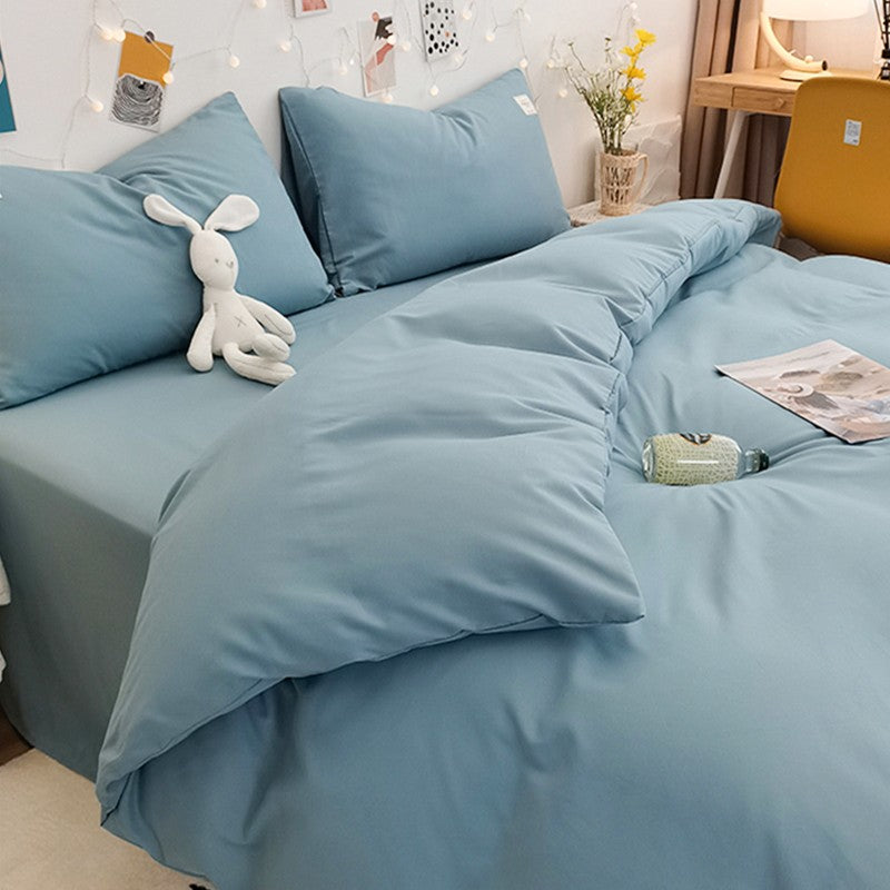 bedding set Nanjiren NanJiren thickened brushed four-piece double set bedding solid color simple quilt cover sheet pillowcase home textile 1.5m bed