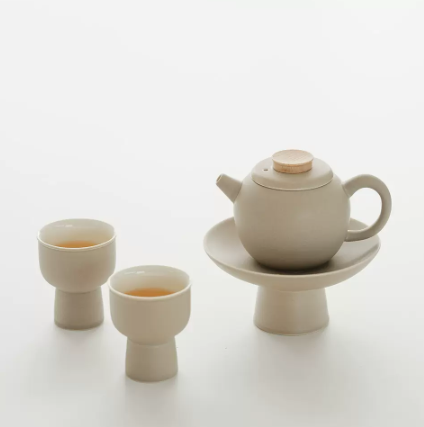 Japanese cream simple high teapot tea set