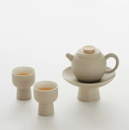 Japanese cream simple high teapot tea set