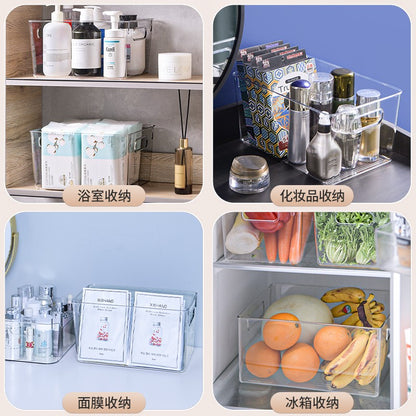 Xitianlong Japanese-style minimalist transparent storage box multifunctional desktop storage box book mask storage 1 pack large