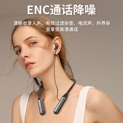 Langston sports bluetooth headset neck-mounted wireless running headset bluetooth ENC call noise reduction large capacity long battery life suitable for Apple Huawei Xiaomi mobile phone L5Max black