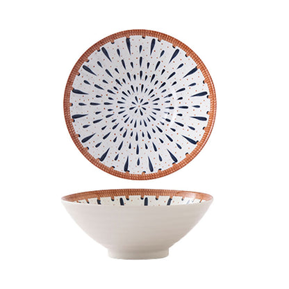 Jiwu Forest Japanese 8-inch Ramen Bowl Bamboo Hat Bowl Household Large Bowl Tableware Large Soup Bowl Instant Noodle Bowl Eating Noodles 4 Pack