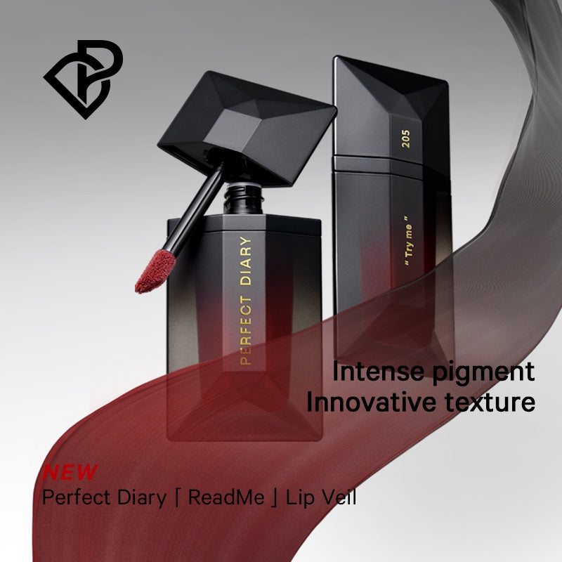 Perfect Diary Weightless Longwear Lip Stain Readme Lip Veil Sheer Matte Ultra Lightweight Lipstick 6 Shades Card-like Design 4g