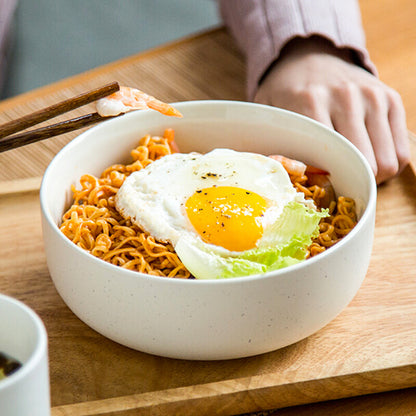 Yi Jia (IJARL) Japanese-style ceramic tableware small soup bowl rice bowl 6-inch noodle bowl home bowl salad bowl Nordic impression white